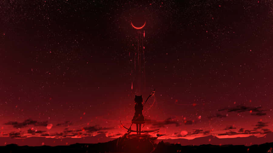 Anime Moon Red Night Wallpaper