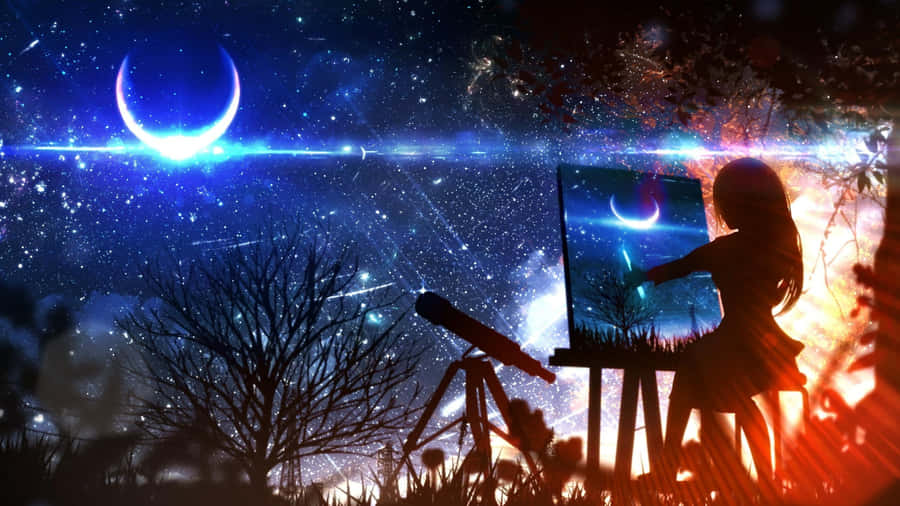 Anime Moonlit Night Wallpaper