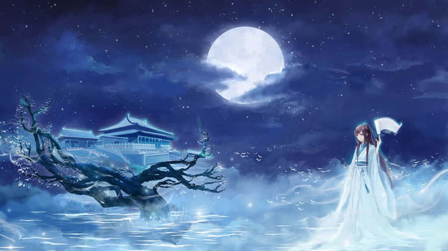 Anime Moonlit Night Wallpaper