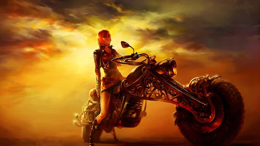 Anime Motorcycle Rider Wallpaper