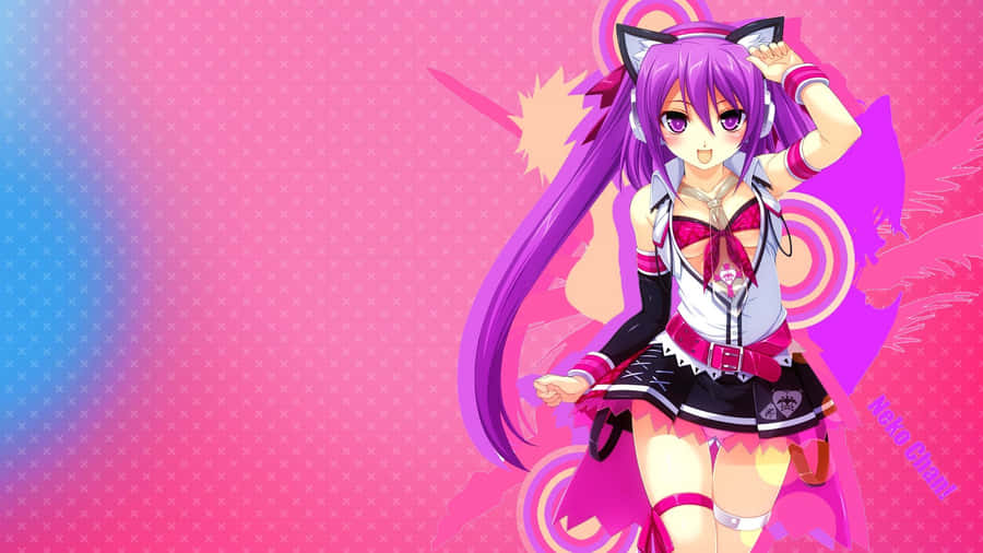Anime Neko Girl Purple Hair Wallpaper
