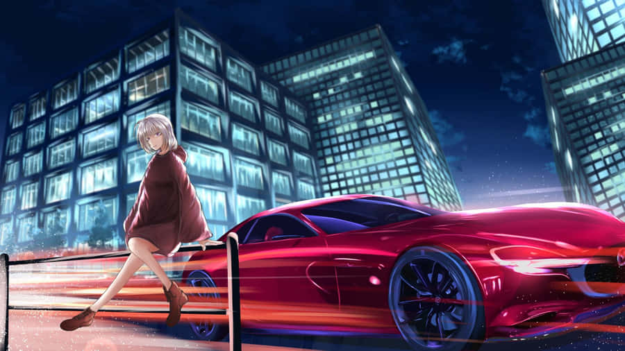 Anime Night City Drive Wallpaper