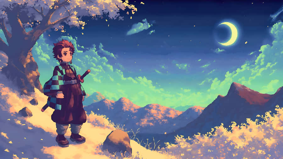 Anime Pixel Art Landscape Wallpaper