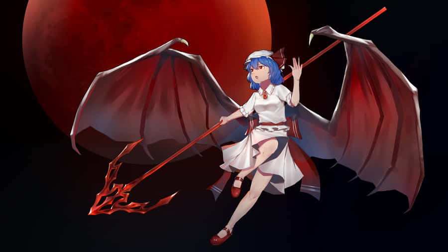 Anime Red Moon Demon Girl Wallpaper