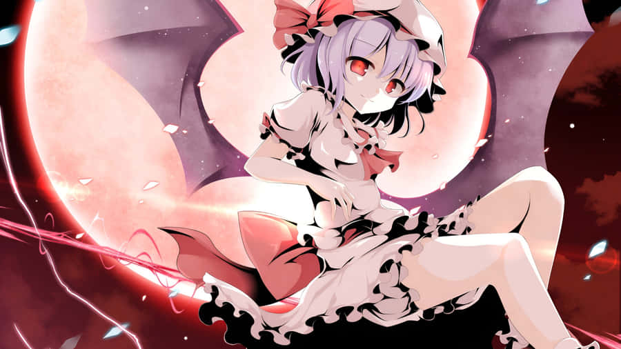 Anime Red Moon Demon Girl Wallpaper