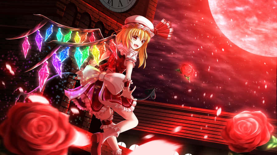 Anime Red Moon Fantasy Wallpaper