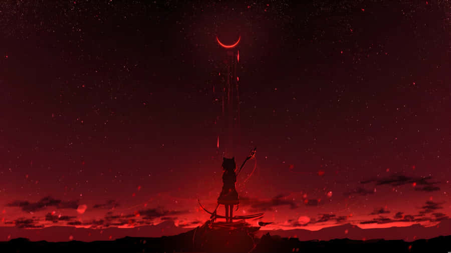 Anime Red Moon Scene Wallpaper