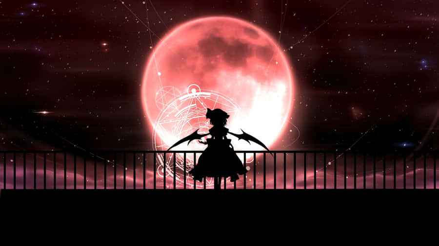 Anime Red Moon Scene Wallpaper