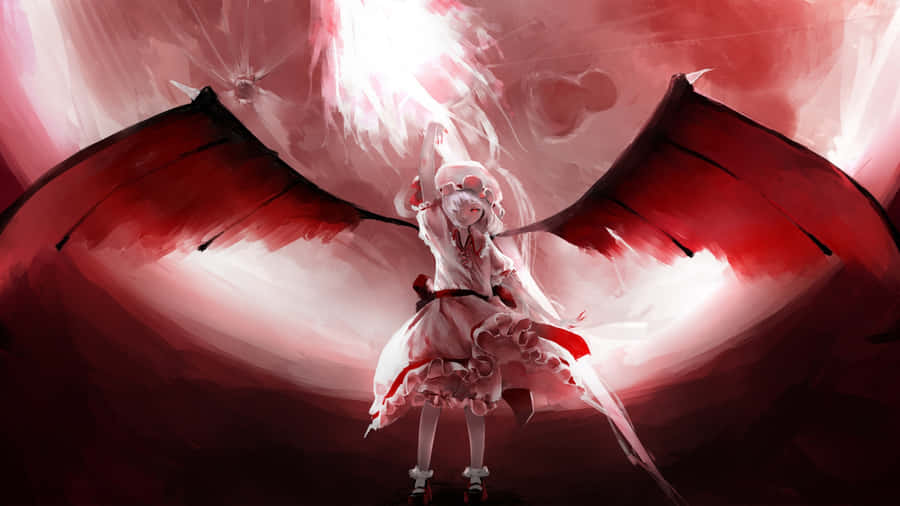 Anime Red Moon Wings Wallpaper