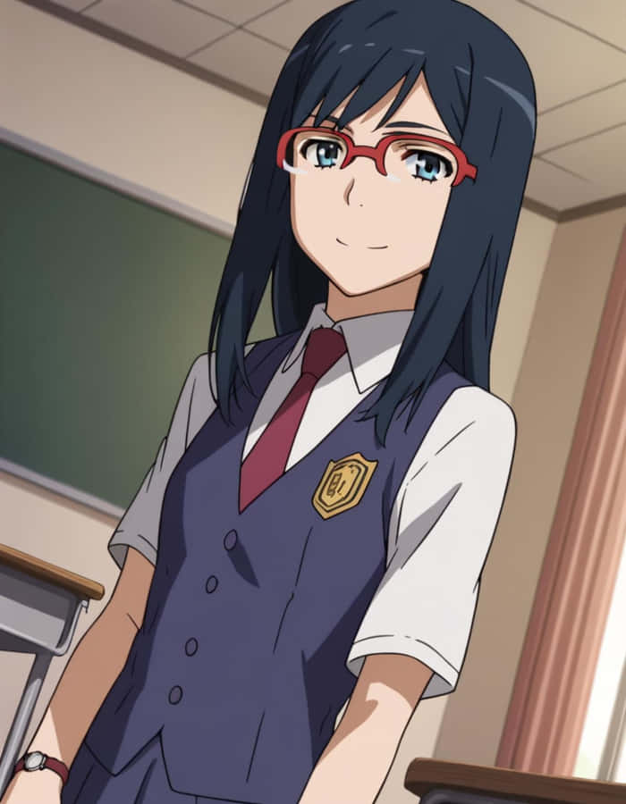 Anime Schoolgirl With Glasses Wallpaper