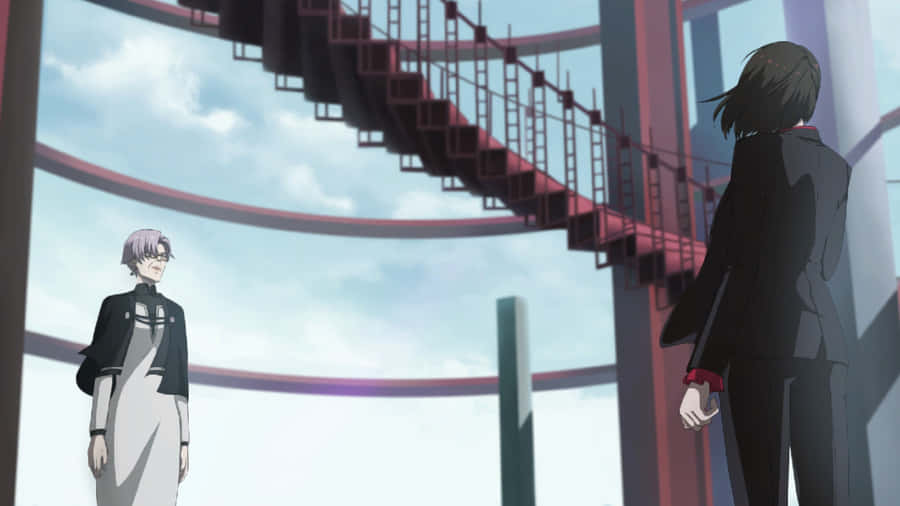 Anime Staircase Confrontation Wallpaper