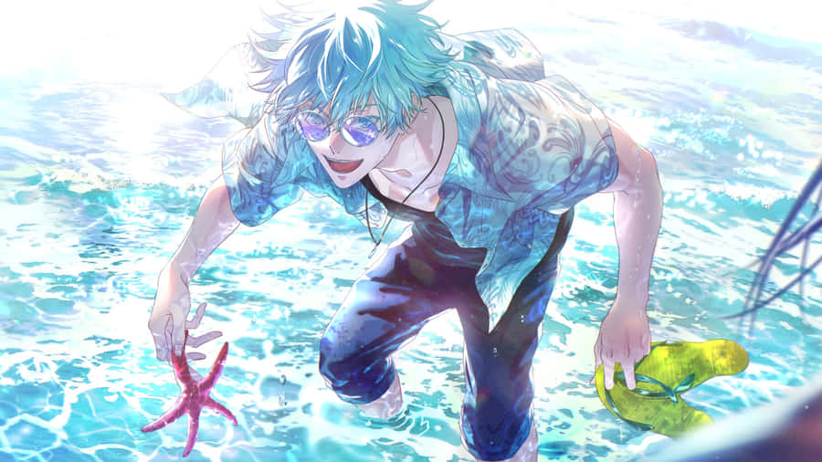 Anime Summer Beach Adventure Wallpaper