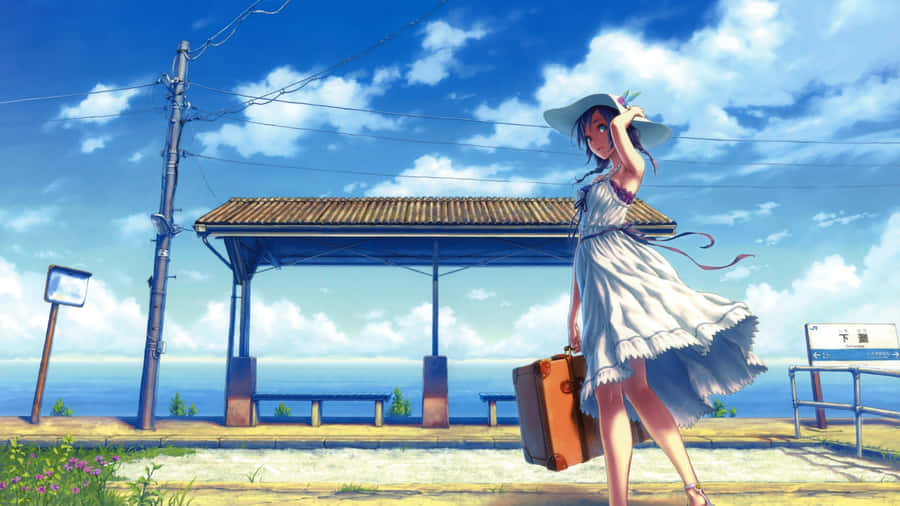 Anime Summer Beach Station Wallpaper