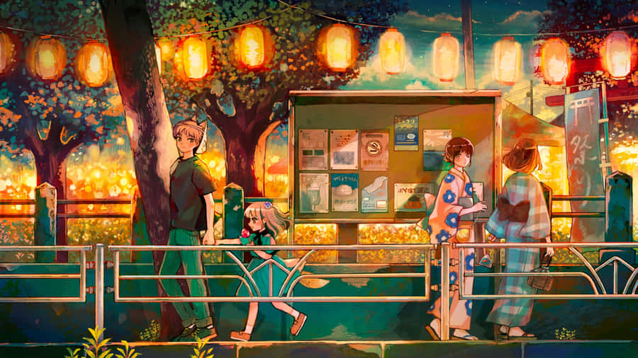 Anime Summer Festival Night Wallpaper