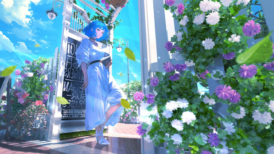 Anime Summer Garden Scene Wallpaper