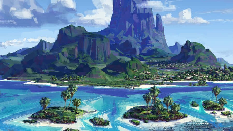 Anime Summer Island Escape Wallpaper