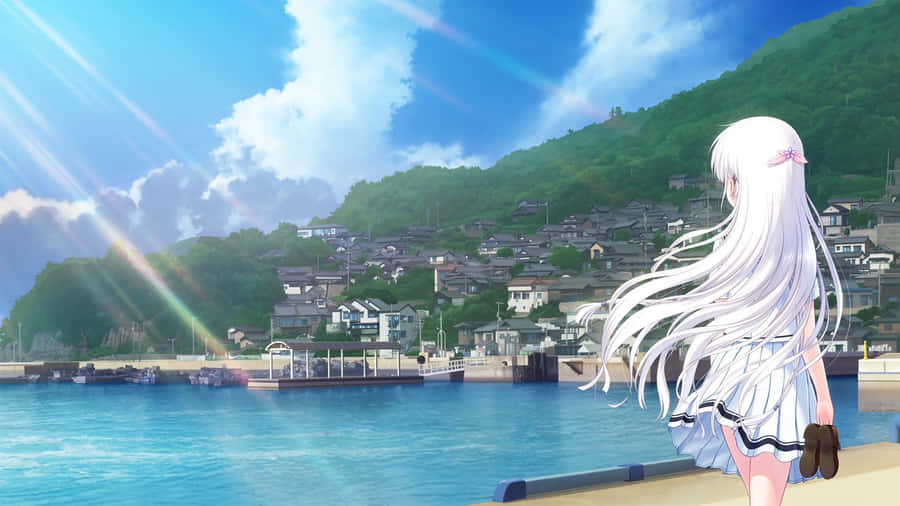 Anime Summer Seaside Scene Wallpaper
