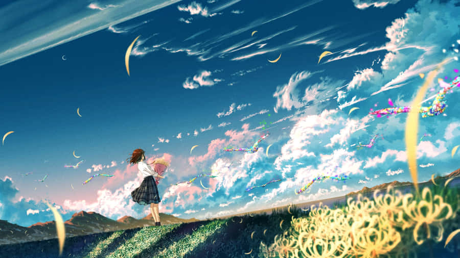 Anime Summer Sky Adventure Wallpaper
