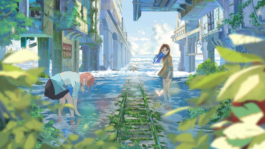 Anime Summer Street Scene Wallpaper