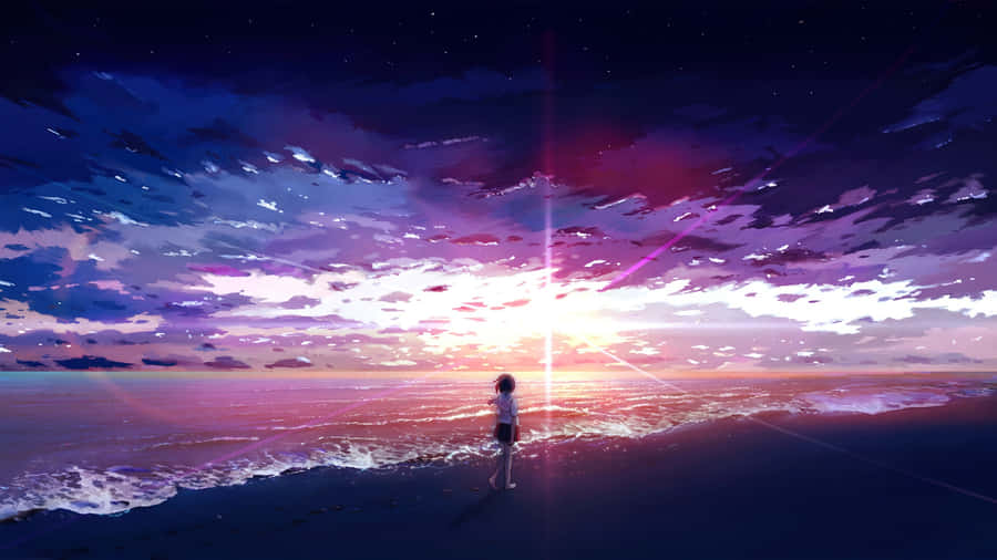 Anime Summer Sunset Scene Wallpaper