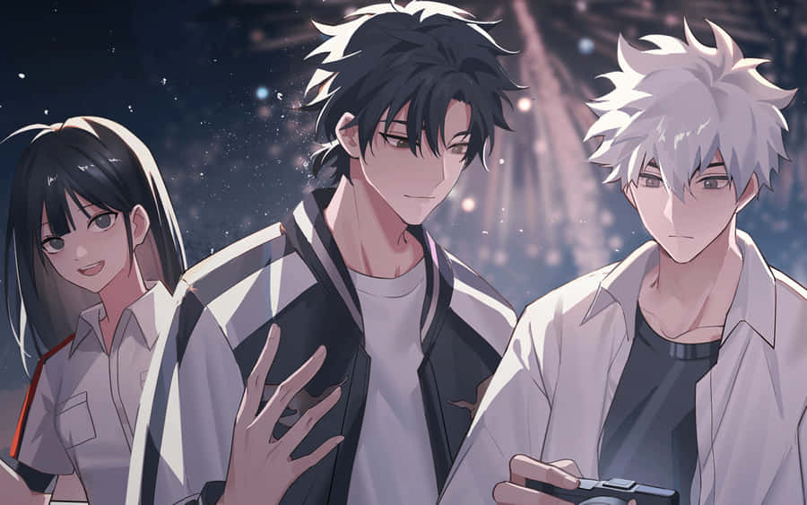 Anime Trio Nighttime Adventure Wallpaper