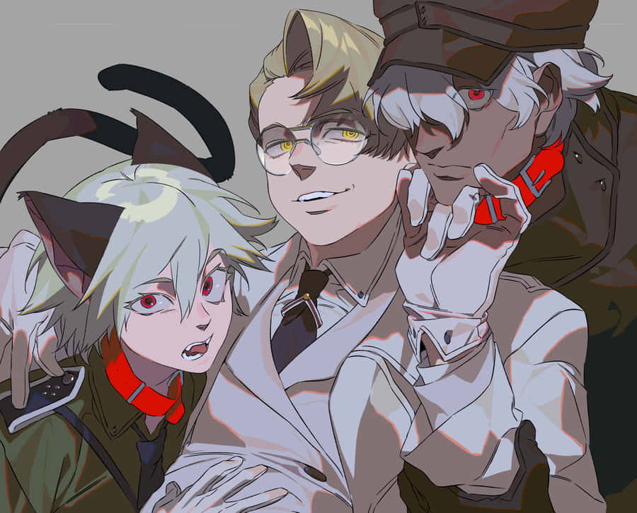 Anime Trio Stylized Portrait Wallpaper