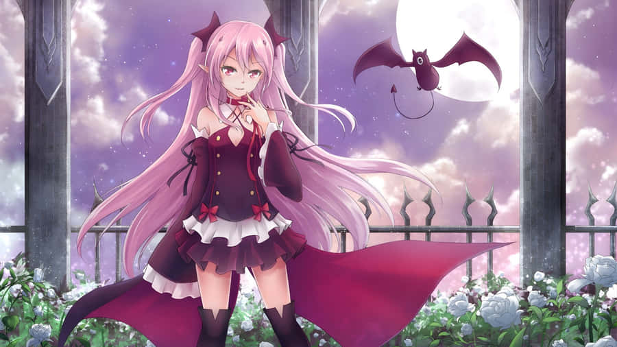 Anime Vampire Girl At Twilight Wallpaper