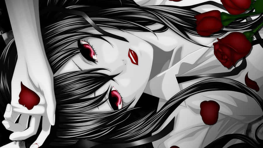 Anime Vampire Girl Roses Wallpaper