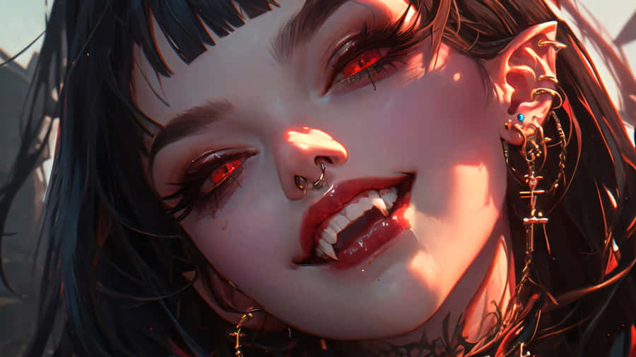 Anime Vampire Girl Smile Wallpaper