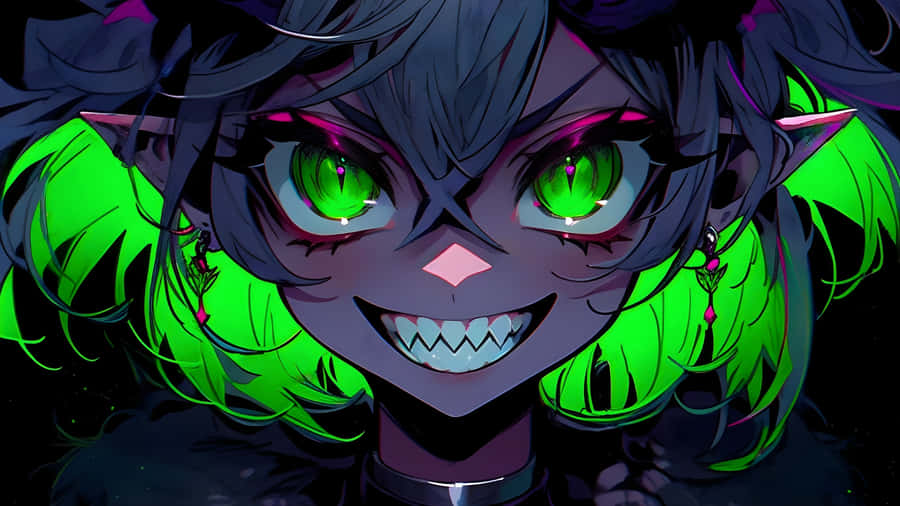 Anime Vampire With Neon Green Eyes Wallpaper