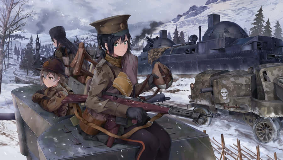 Anime War Soldiers On Train Wallpaper