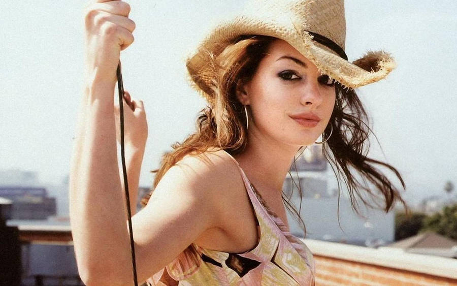 Anne Hathaway As A Cowgirl Wallpaper