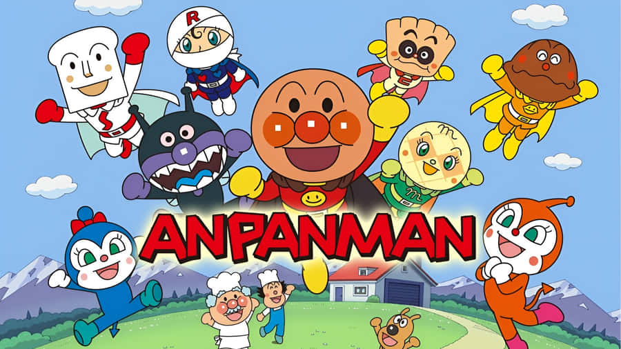 Anpanman Characters Flying Wallpaper
