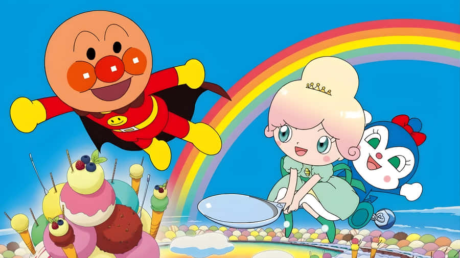 Anpanman Flying With Friends Wallpaper