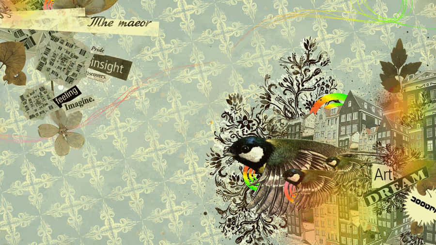 Antique Collage Art Wallpaper