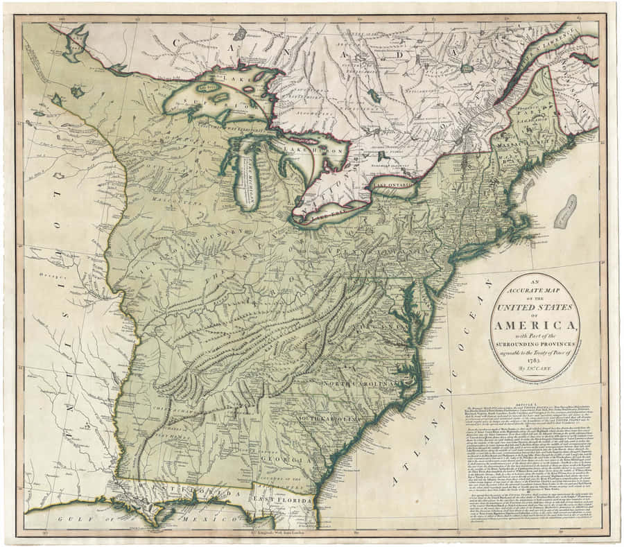 Antique Mapof United States1787 Wallpaper