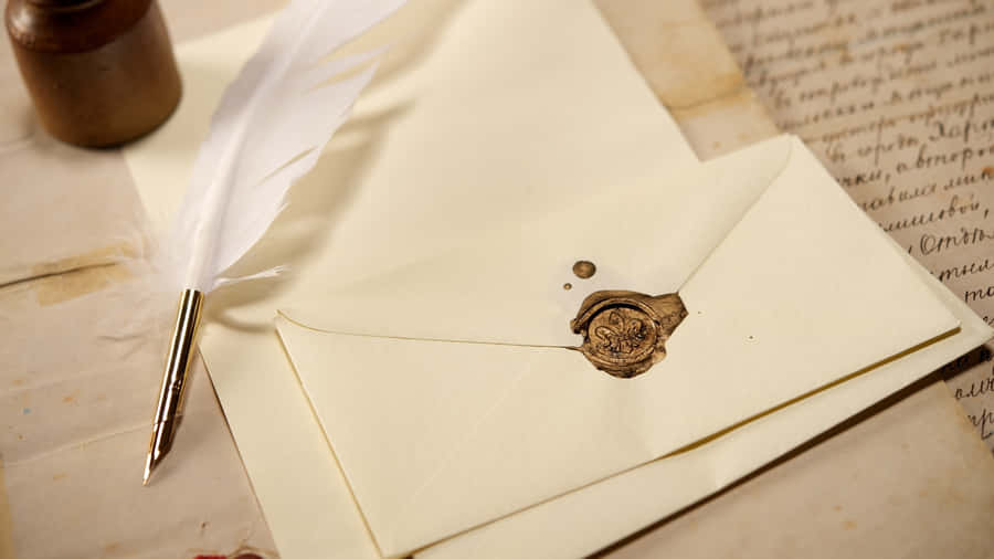 Antique Sealed Letter With Quill Wallpaper