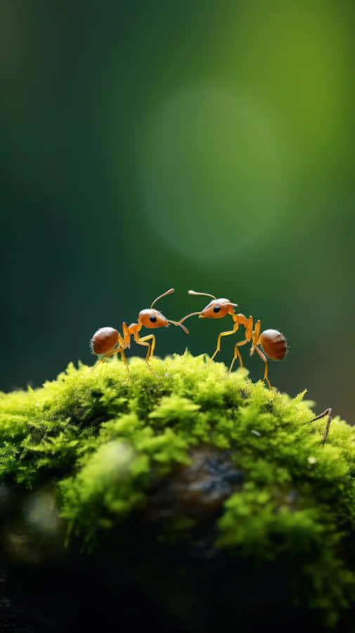 Ants_ Conversing_on_ Moss Wallpaper