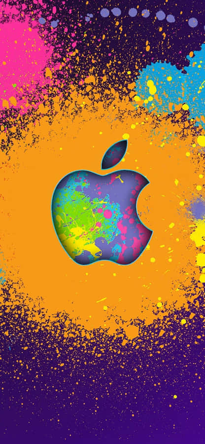 Apple Logo Paint Splash Iphone Xs Wallpaper