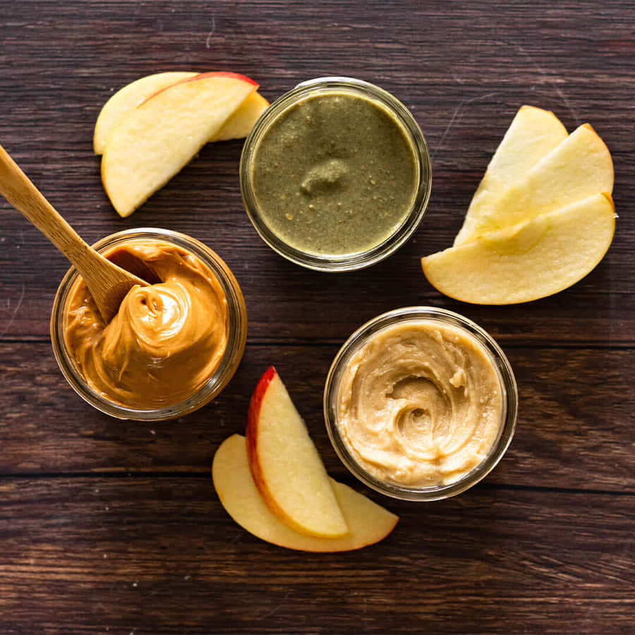 Apple Sliceswith Peanut Butterand Dip Wallpaper