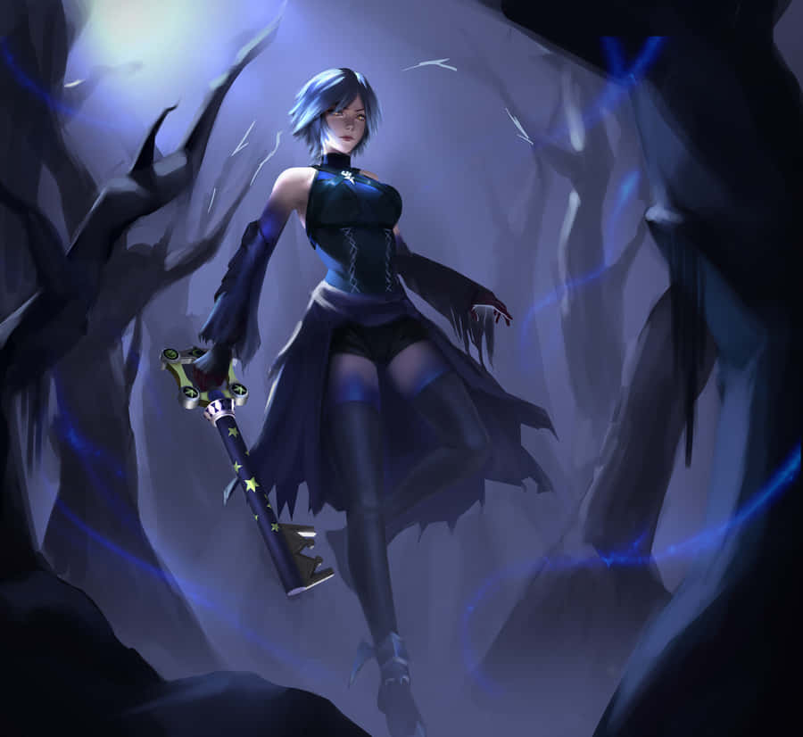 Aqua, The Courageous Keyblade Wielder From The Kingdom Hearts Series Wallpaper