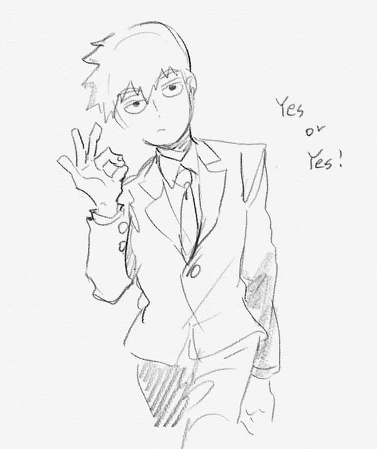 Arataka Reigen Standing Trendy And Confident In A Stylish Outfit Wallpaper