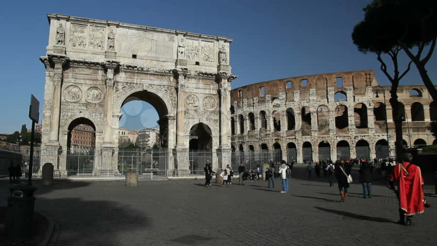 Arch Of Constantine Beside The Colosseum Wallpaper