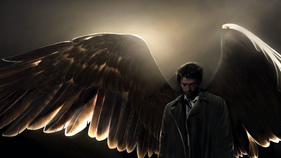 Archangel Castiel Takes Flight Wallpaper