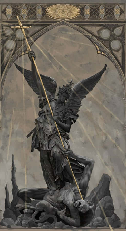 Archangel Michael Defeating Evil Wallpaper