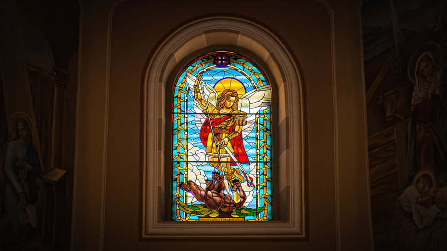Archangel Michael Stained Glass Wallpaper