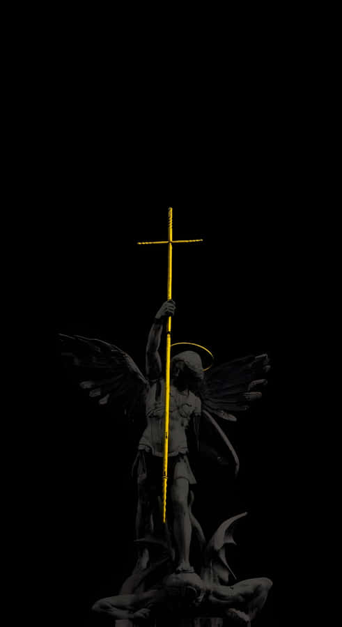 Archangel Michael With Golden Cross Wallpaper