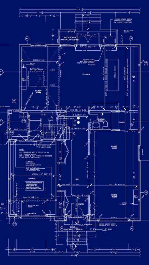Architectural Blueprint Residential Design Wallpaper