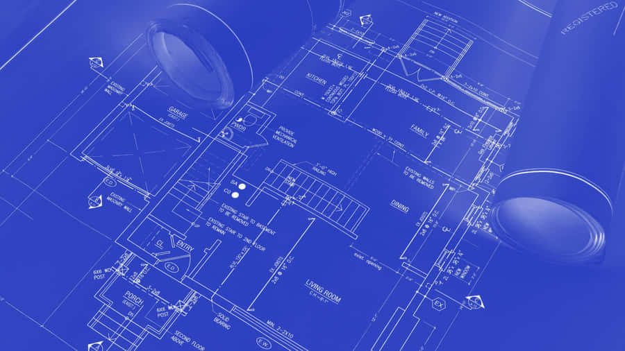 Architectural Blueprintwith Tools Wallpaper