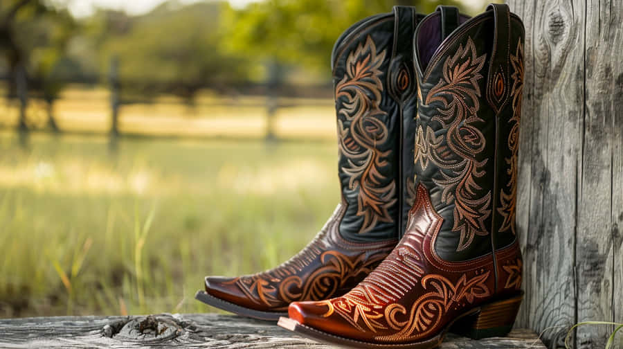 Ariat Western Cowboy Boots Outdoor Setting Wallpaper